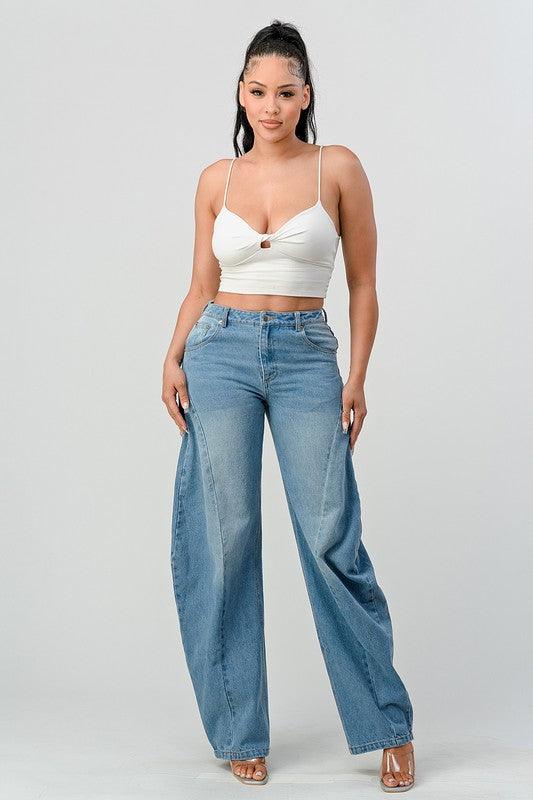 Athina Wide Leg Denim Jeans - Blu Lotus Boutique