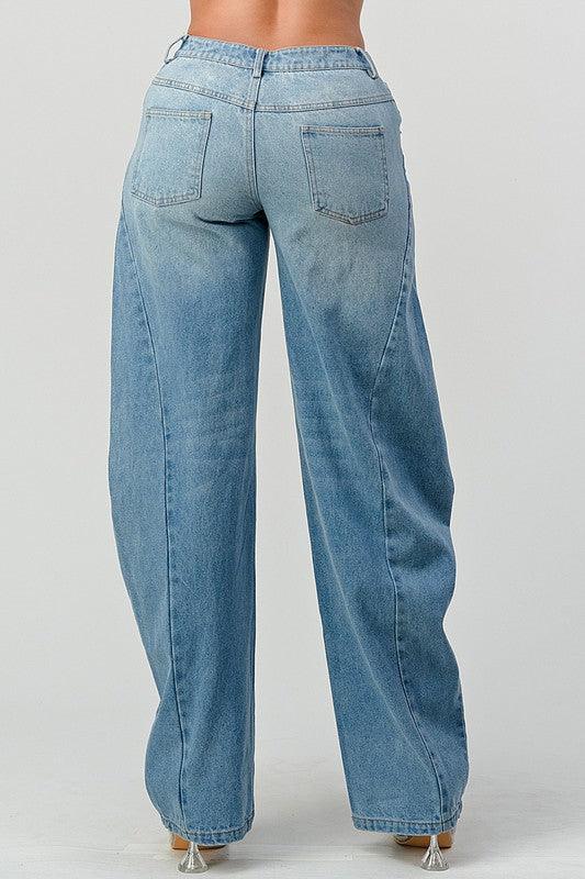 Athina Wide Leg Denim Jeans - Blu Lotus Boutique