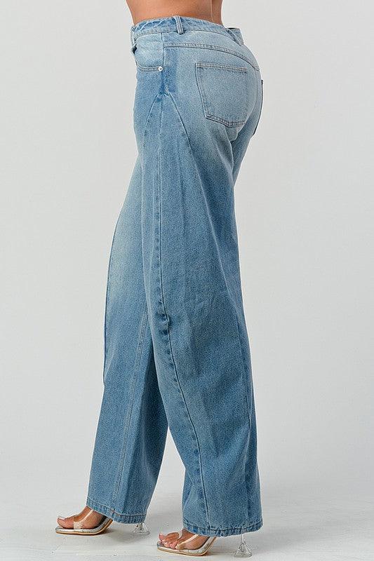 Athina Wide Leg Denim Jeans - Blu Lotus Boutique