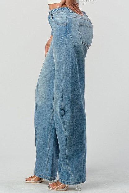 Athina Wide Leg Denim Jeans - Blu Lotus Boutique