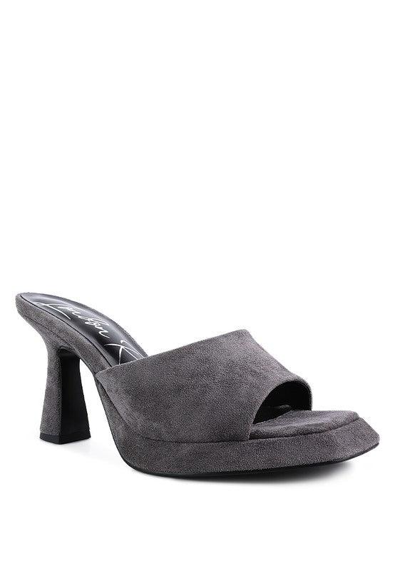 Copyme Micro Suede Slip On Spool Heel Sandals - Blu Lotus Boutique