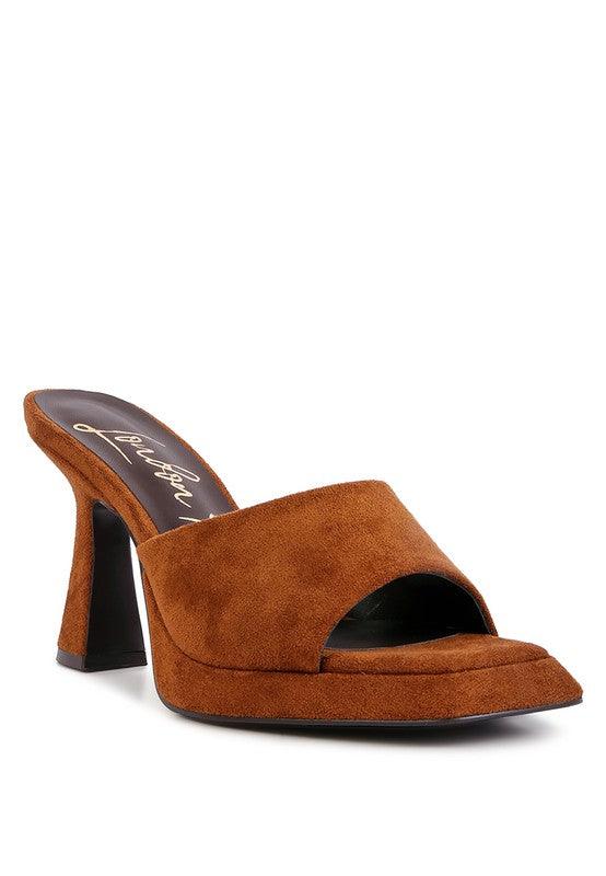 Copyme Micro Suede Slip On Spool Heel Sandals - Blu Lotus Boutique