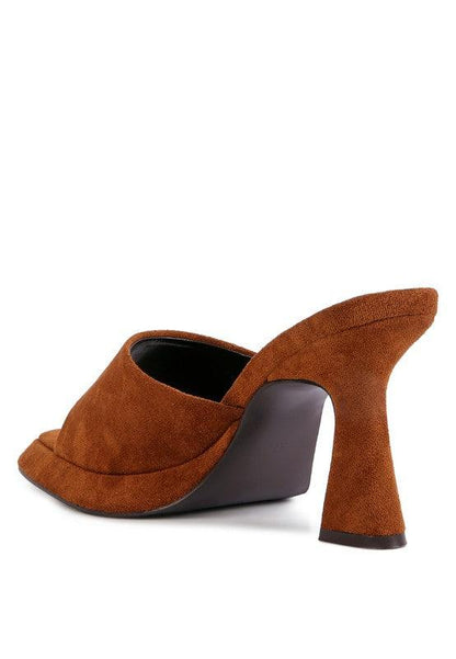 Copyme Micro Suede Slip On Spool Heel Sandals - Blu Lotus Boutique