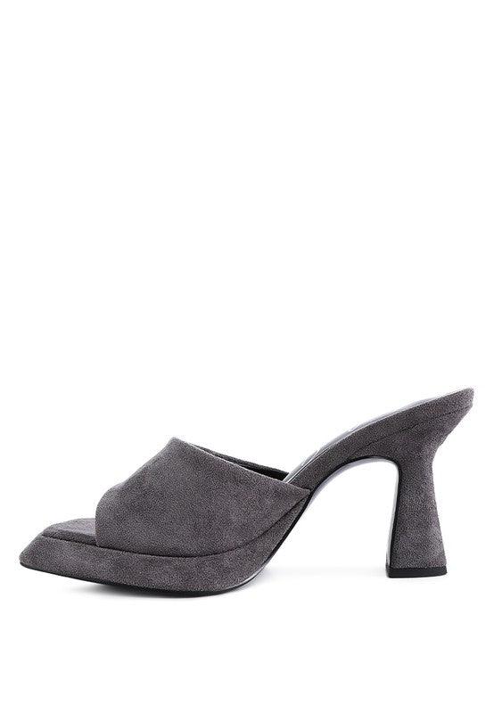 Copyme Micro Suede Slip On Spool Heel Sandals - Blu Lotus Boutique