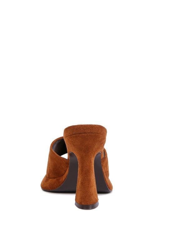 Copyme Micro Suede Slip On Spool Heel Sandals - Blu Lotus Boutique