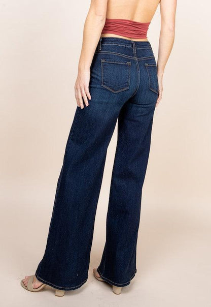 Western Wide leg jeans, baggy denim pants - Blu Lotus Boutique