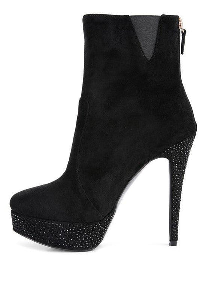 Espiree Microfiber High Heeled Ankle Boots - Blu Lotus Boutique