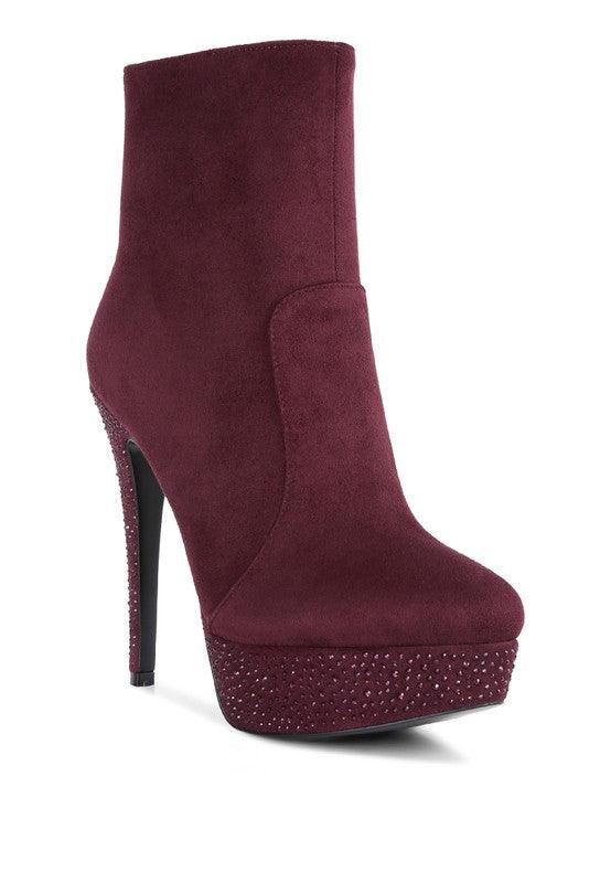 Espiree Microfiber High Heeled Ankle Boots - Blu Lotus Boutique