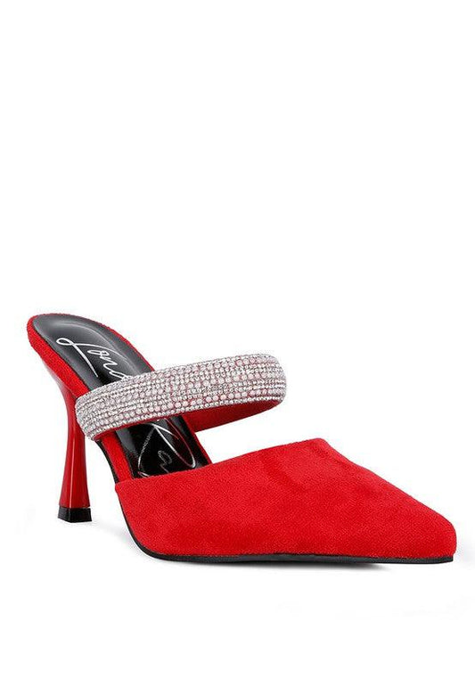 Fauci Diamante Strap Heeled Mules - Blu Lotus Boutique