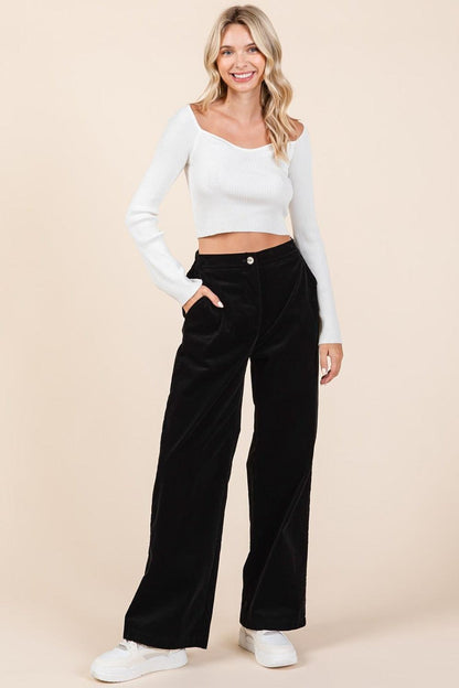 Mittoshop Corduroy Back Elastic Waist Pants - Blu Lotus Boutique