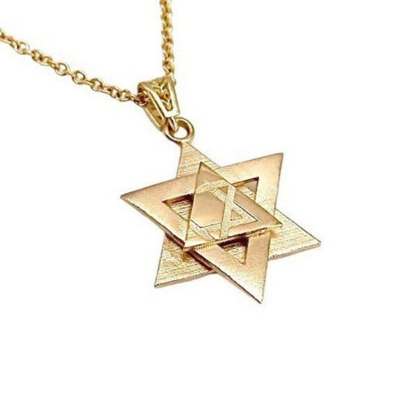 18K Gold Dipped Star of David 3 Layer Necklace - Blu Lotus Boutique