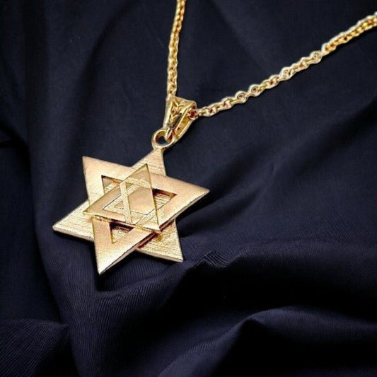 18K Gold Dipped Star of David 3 Layer Necklace - Blu Lotus Boutique