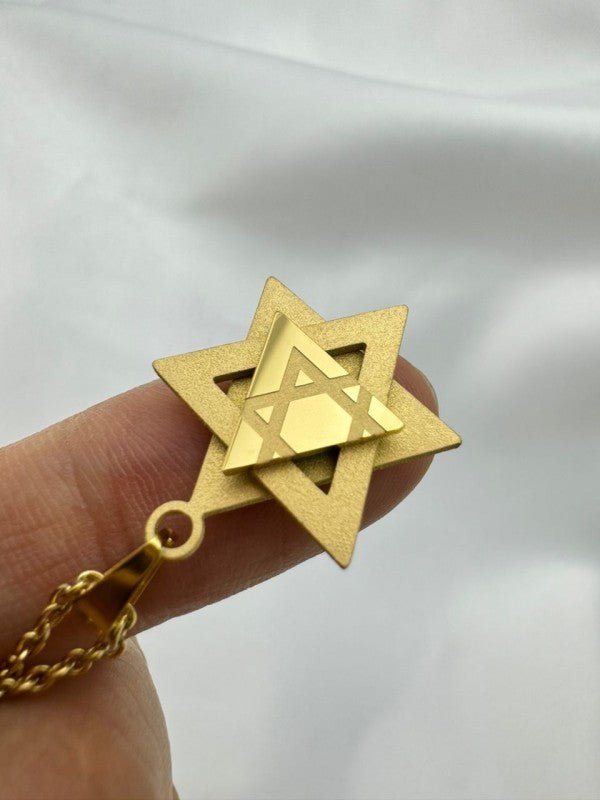 18K Gold Dipped Star of David 3 Layer Necklace - Blu Lotus Boutique