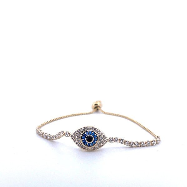 18K Gold Filled Evil Eye Tennis Bracelet with Blue - Blu Lotus Boutique