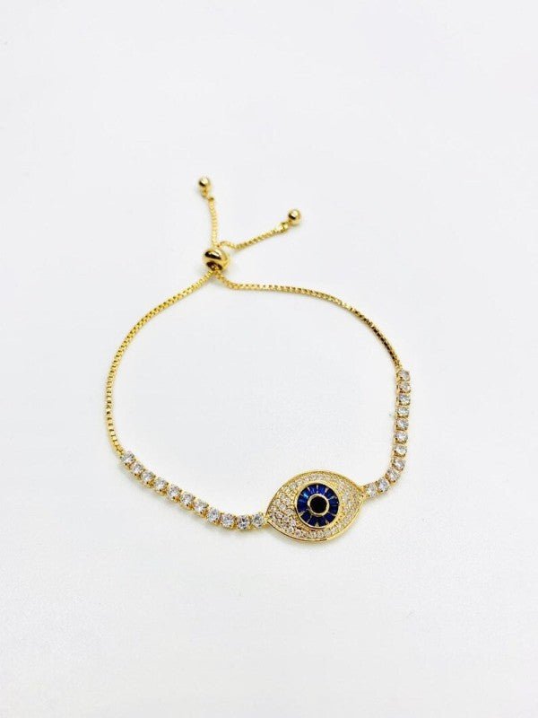 18K Gold Filled Evil Eye Tennis Bracelet with Blue - Blu Lotus Boutique