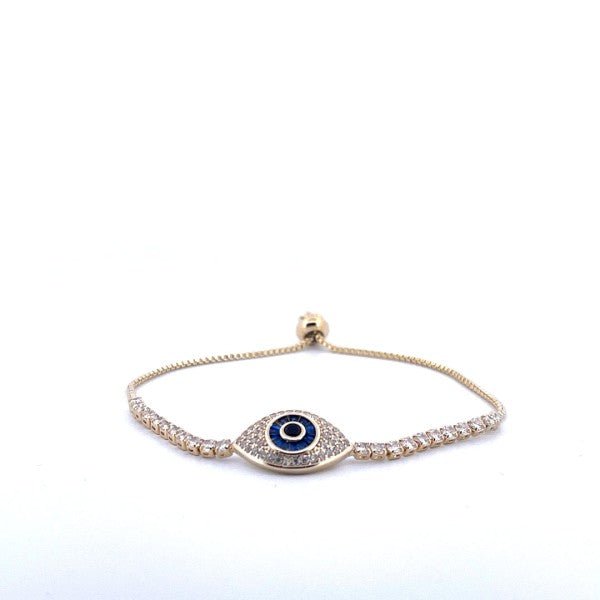 18K Gold Filled Evil Eye Tennis Bracelet with Blue - Blu Lotus Boutique