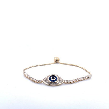 18K Gold Filled Evil Eye Tennis Bracelet with Blue - Blu Lotus Boutique