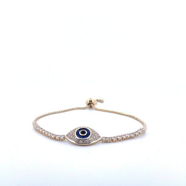 18K Gold Filled Evil Eye Tennis Bracelet with Blue - Blu Lotus Boutique