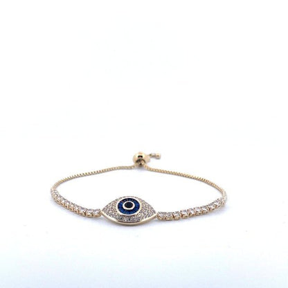 18K Gold Filled Evil Eye Tennis Bracelet with Blue - Blu Lotus Boutique