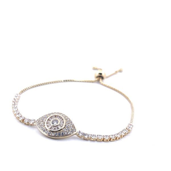 18K Gold Plated Evil Eye Tennis Bracelet with Whit - Blu Lotus Boutique