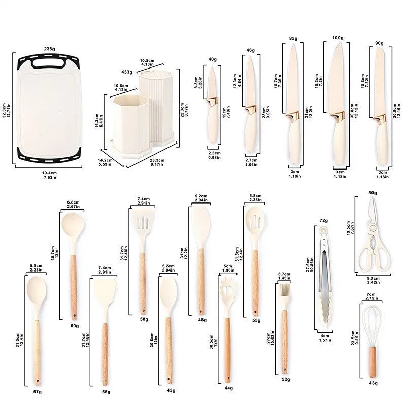 19 sets of kitchen knives with a knife holder, professional high carbon steel stainless steel cooking knife set,holiday gifts - Blu Lotus Boutique