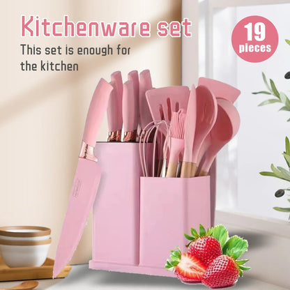 19 sets of kitchen knives with a knife holder, professional high carbon steel stainless steel cooking knife set,holiday gifts - Blu Lotus Boutique