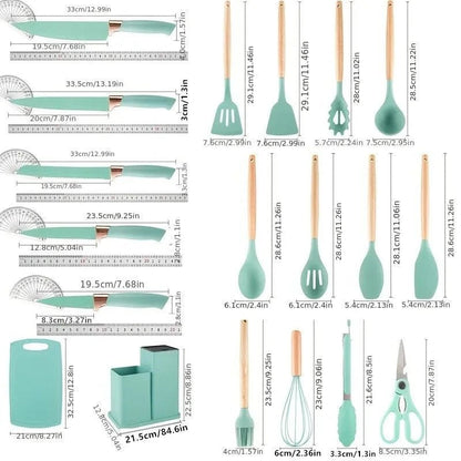 19 sets of kitchen knives with a knife holder, professional high carbon steel stainless steel cooking knife set,holiday gifts - Blu Lotus Boutique