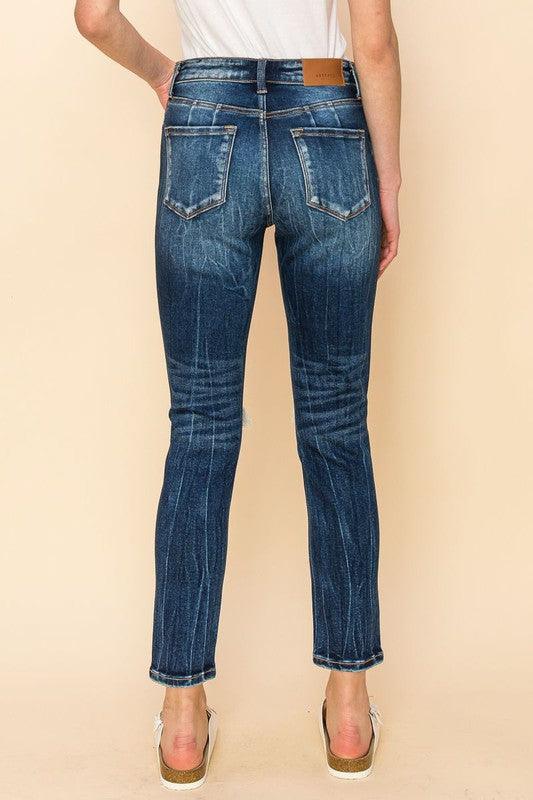 HIGH RISE STRETCH ANKLE CIGARETTE JEANS - Blu Lotus Boutique