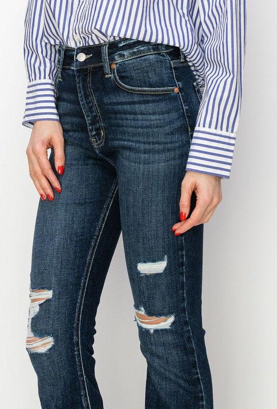 HIGH RISE WESTERN BOOT JEANS - Blu Lotus Boutique