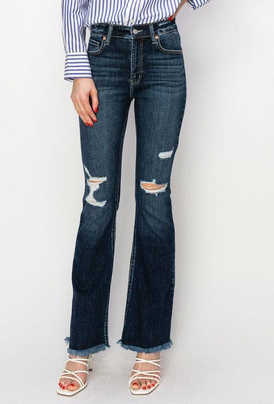 HIGH RISE WESTERN BOOT JEANS - Blu Lotus Boutique