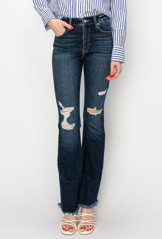 HIGH RISE WESTERN BOOT JEANS - Blu Lotus Boutique