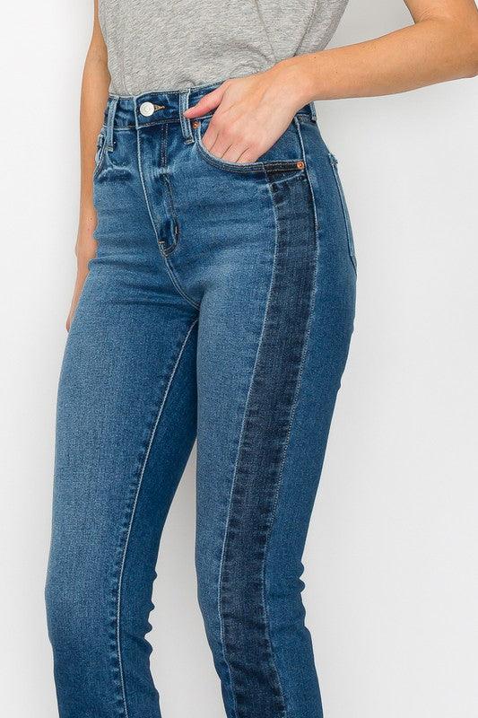 HIGH RISE SLIM STRAIGHT JEANS - Blu Lotus Boutique