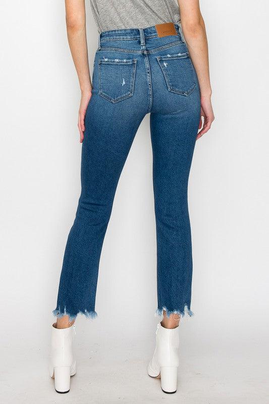 HIGH RISE SLIM STRAIGHT JEANS - Blu Lotus Boutique