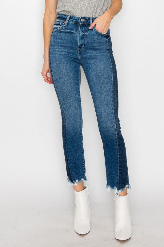 HIGH RISE SLIM STRAIGHT JEANS - Blu Lotus Boutique