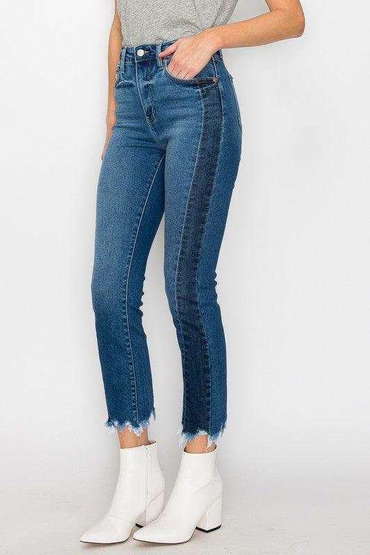 HIGH RISE SLIM STRAIGHT JEANS - Blu Lotus Boutique