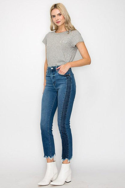 HIGH RISE SLIM STRAIGHT JEANS - Blu Lotus Boutique