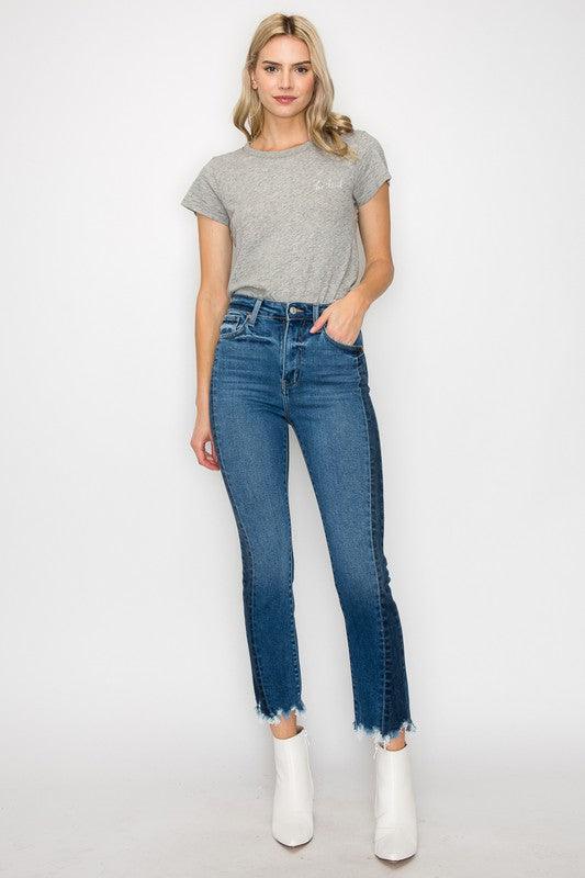 HIGH RISE SLIM STRAIGHT JEANS - Blu Lotus Boutique