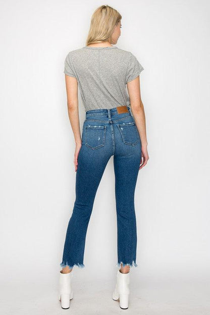 HIGH RISE SLIM STRAIGHT JEANS - Blu Lotus Boutique