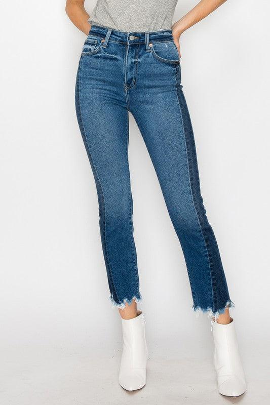 HIGH RISE SLIM STRAIGHT JEANS - Blu Lotus Boutique