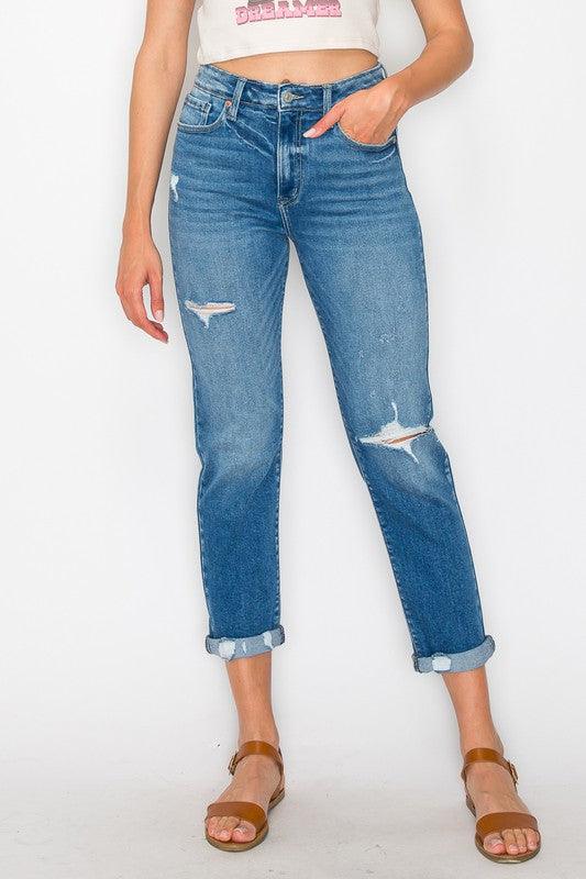 HIGH RISE TAPERED LEG JEANS - Blu Lotus Boutique