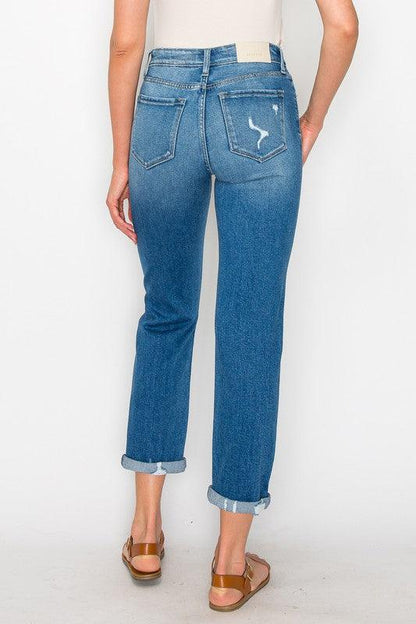 HIGH RISE TAPERED LEG JEANS - Blu Lotus Boutique