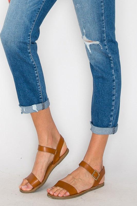 HIGH RISE TAPERED LEG JEANS - Blu Lotus Boutique