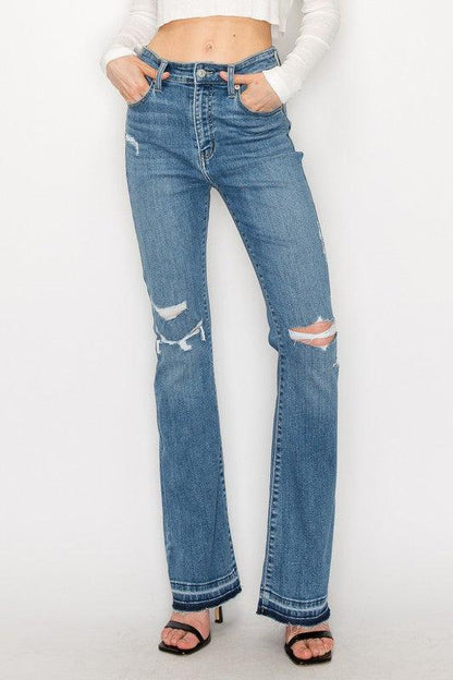 HIGH RISE SKINNY BOOTCUT WITH RELEASE HEM - Blu Lotus Boutique