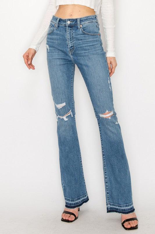 HIGH RISE SKINNY BOOTCUT WITH RELEASE HEM - Blu Lotus Boutique