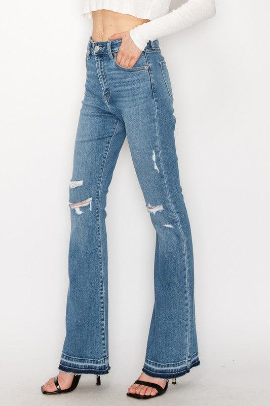 HIGH RISE SKINNY BOOTCUT WITH RELEASE HEM - Blu Lotus Boutique