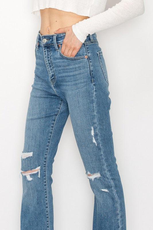 HIGH RISE SKINNY BOOTCUT WITH RELEASE HEM - Blu Lotus Boutique