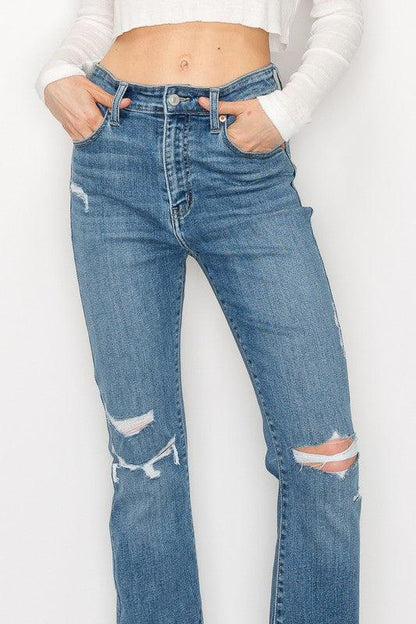 HIGH RISE SKINNY BOOTCUT WITH RELEASE HEM - Blu Lotus Boutique