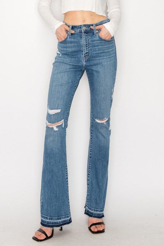 HIGH RISE SKINNY BOOTCUT WITH RELEASE HEM - Blu Lotus Boutique