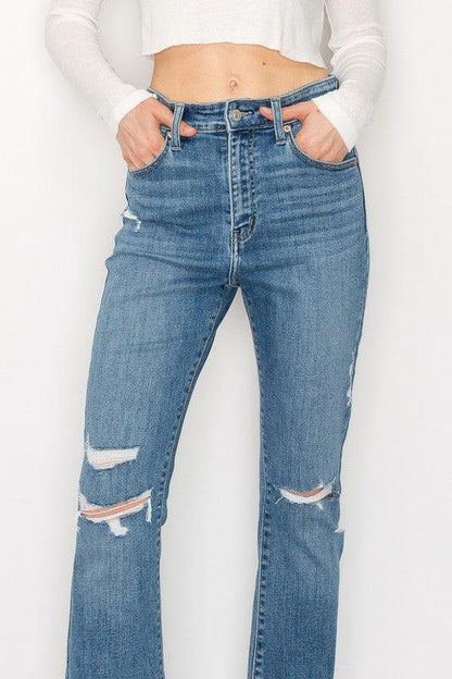 HIGH RISE SKINNY BOOTCUT WITH RELEASE HEM - Blu Lotus Boutique