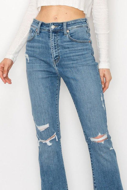 PLUS SIZE - HIGH RISE SKINNY BOOTCUT JEANS - Blu Lotus Boutique